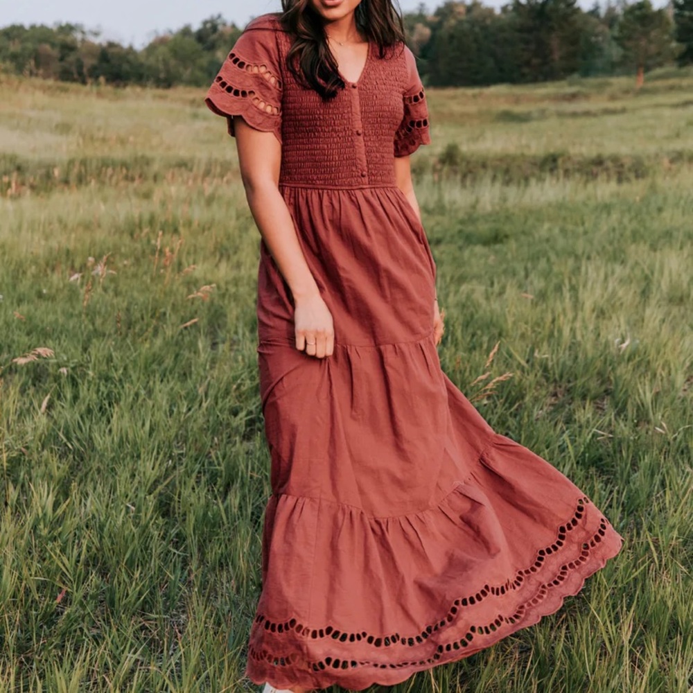 Exclusive “Shall We Dance” dress from One Loved Babe in Rust